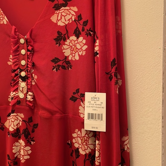 American Rag Red Floral Mesh Dress - Picture 6 of 10